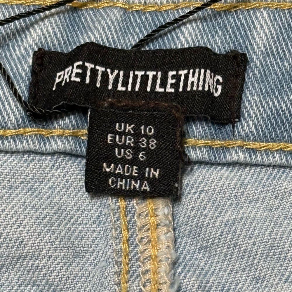 NWT PLT Light Blue Wash Cargo Pocket Front Denim Mini Skirt Y2K micro vintage 6 - Picture 4 of 8